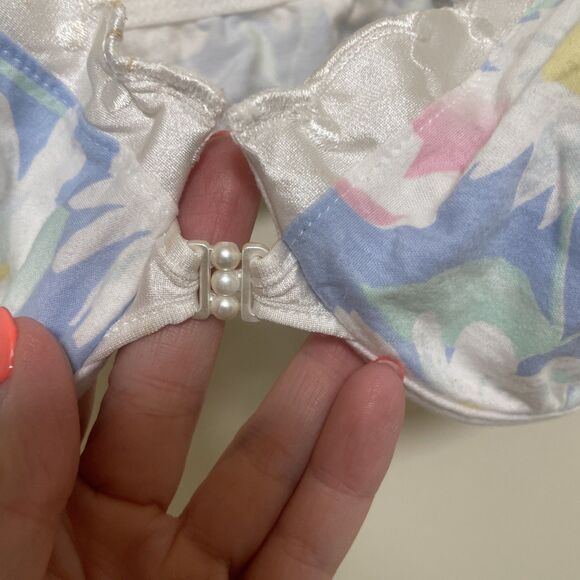 VTG EILEEN WEST Floral Cotton Unlined Underwire Front Closure Bra 38 C - Picture 2 of 8